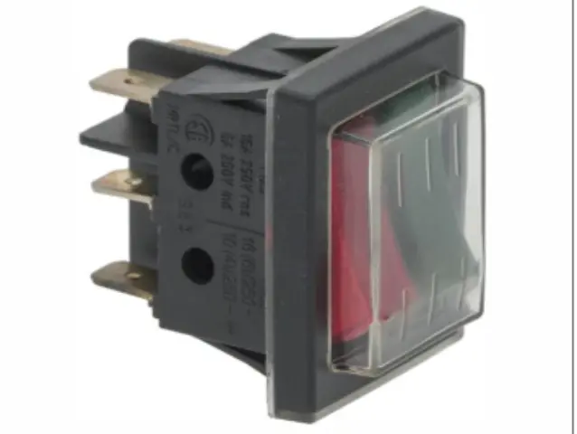 Imagen PULSADOR DOBLE NEGRO-ROJO 16A 250V