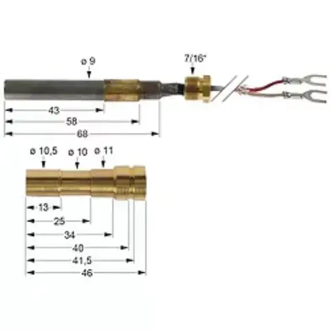 Imagen TERMOGENERADOR  L 920 MM  9MM SONDA L 43MM 250-750MV UNIN ROSCADA 7/16"-27 UNS