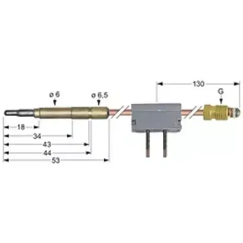 Imagen TERMOPAR CON INTERRUPTOR M9X1 100MM. CLAVIJA 0.6 MM