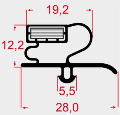 Imagen BURLETE DE ENCASTRE 1910X830 MM (3 LADOS)