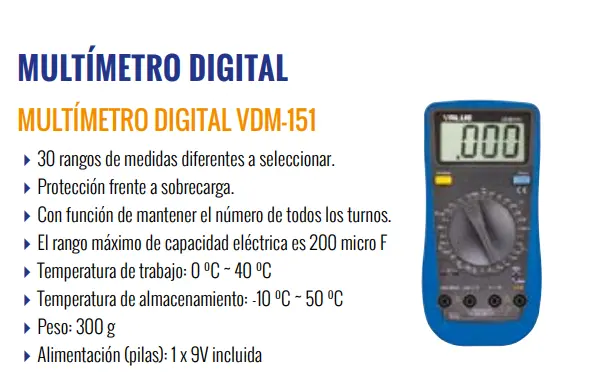 Imagen MULTMETRO DIGITAL VALUE VDM-151